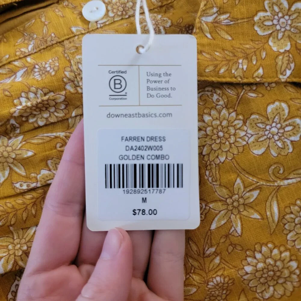 NWT Downeast Mustard Yellow Floral Cotton Midi Dress Size M - Picture 3 of 10